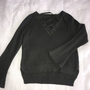 Zaful green cross cross sweater